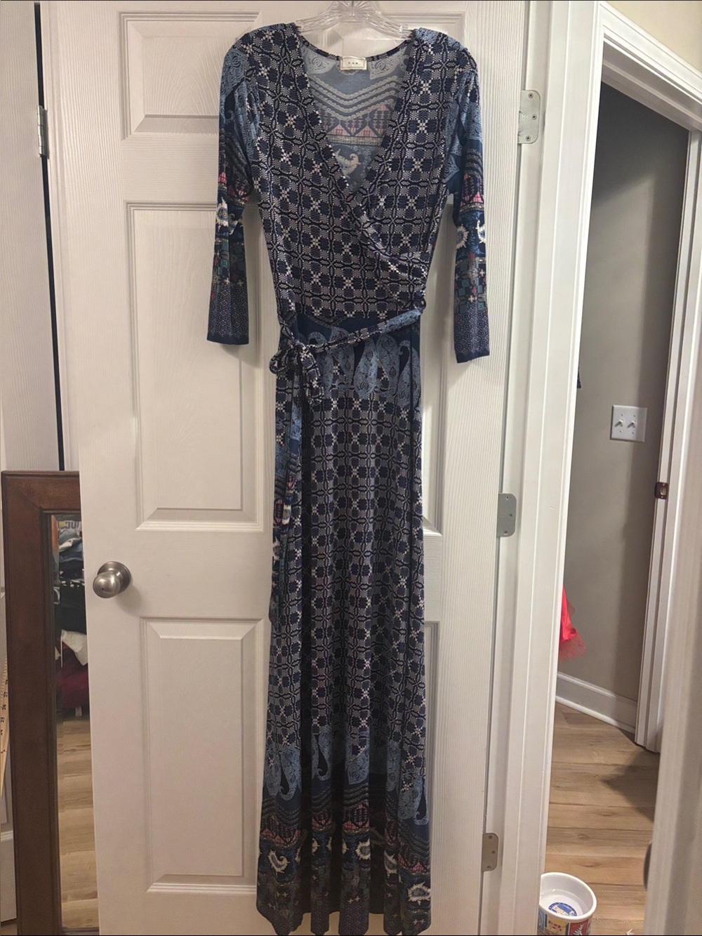Tua Blue Printed Wrap Maxi Dress